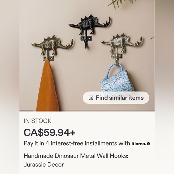 Silver Coloured Dinosaurs 🦕 (Stegosaurus-shaped) metal Wall Hook - Picture 12 of 12